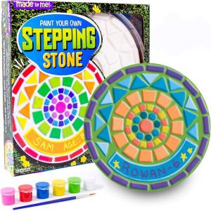 Made By Me Mix & Mold Your Own & Make 4 DIY Personalized Stepping Stones, Great Spring & Summer Weekend Activity, Perfect Keepsake, Birthday Party Idea for Kids Ages 5, 6, 7, 8, 9, Multicolor(MOSAIC STONE)