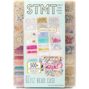 STMT D.I.Y. Rainbow Bead Case, Includes Over 500 Jewelry Making Supplies, Including Cute Beads for Jewelry Making, Bracelet Charms, Storage Case, Friendship Bracelet Kit, Teen Girl Gifts(Glitz)