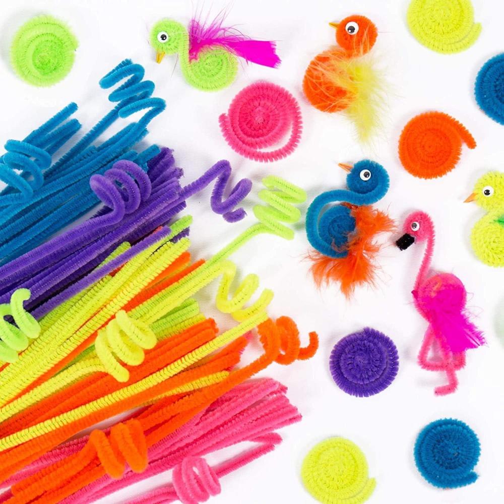 imageHorizon Group USA 200 Neon Fuzzy Sticks Value Pack of Pipe Cleaners in 6 Colors 12 Inches Chenille Stems Bendy Sticks Great for DIY Arts ampamp Crafts Projects Classrooms ampamp Craft RoomsNeon