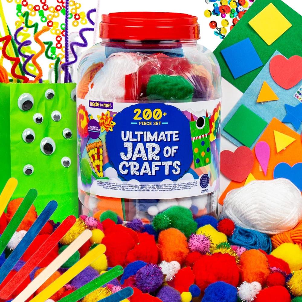 imageMade By Me Ultimate Jar of Crafts 200 Piece Mystical Craft Supply Bundle Craft Supplies Starter Kit Great Arts ampamp Crafts Kit for Travel and OnTheGo Perfect for Kids and Adults Ages 6Rainbow