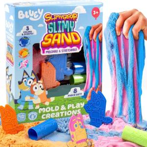 Bluey SlimySand Party Pack, 6-Pack, Blue Raspberry Scented, Reuseable Play Sand, Sensory Sand Bags, Party Favors, Toddler Activities, Bluey Birthday Supplies, Toys & Games(Mold & Play Creations)