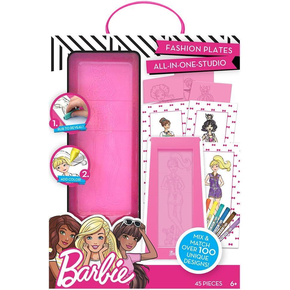 imageBarbie Fashion Plates All in One Studio Sketch Design Activity Set  Fashion Design Kit for Kids Ages 6 and Up