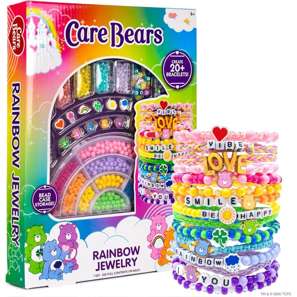 imageHorizon Group USA Care Bears Rainbow Jewelry Kit Make 20 Bracelets with Charms ampamp Beads Age 68 Unisex MultiColor NonFoldableCare Bears