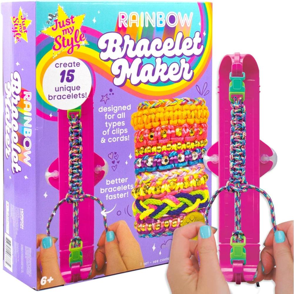 imageJust My Style Fashion Punch Style ampamp Stitch Loom Friendship Bracelet Kit Jewelry Making Activity Great for Birthday Parties Sleepovers ampamp Travel Arts ampamp Crafts for Kids Ages 6 7 8 9Rainbow