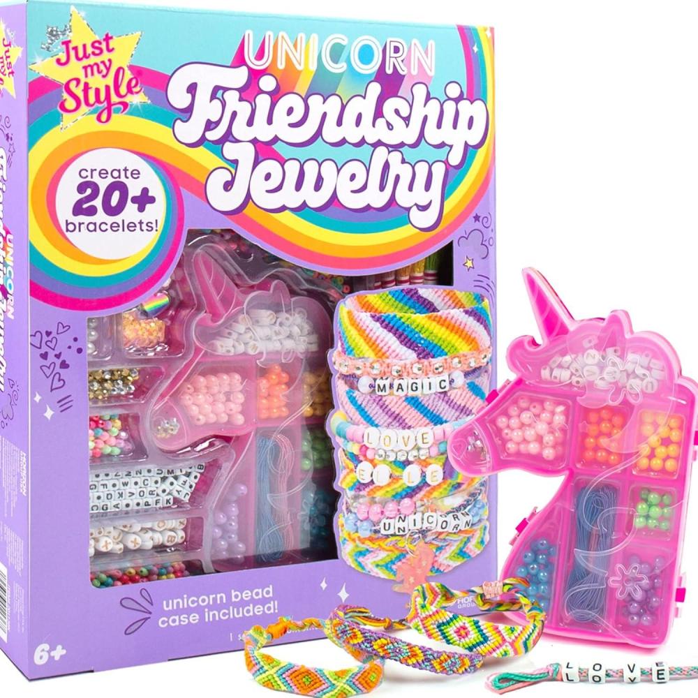 imageJust My Style Fashion Punch Style ampamp Stitch Loom Friendship Bracelet Kit Jewelry Making Activity Great for Birthday Parties Sleepovers ampamp Travel Arts ampamp Crafts for Kids Ages 6 7 8 9Unicorn
