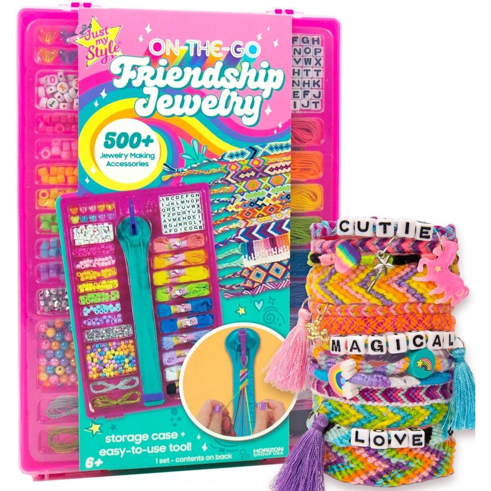imageJust My Style Fashion Punch Style ampamp Stitch Loom Friendship Bracelet Kit Jewelry Making Activity Great for Birthday Parties Sleepovers ampamp Travel Arts ampamp Crafts for Kids Ages 6 7 8 9OnTheGo