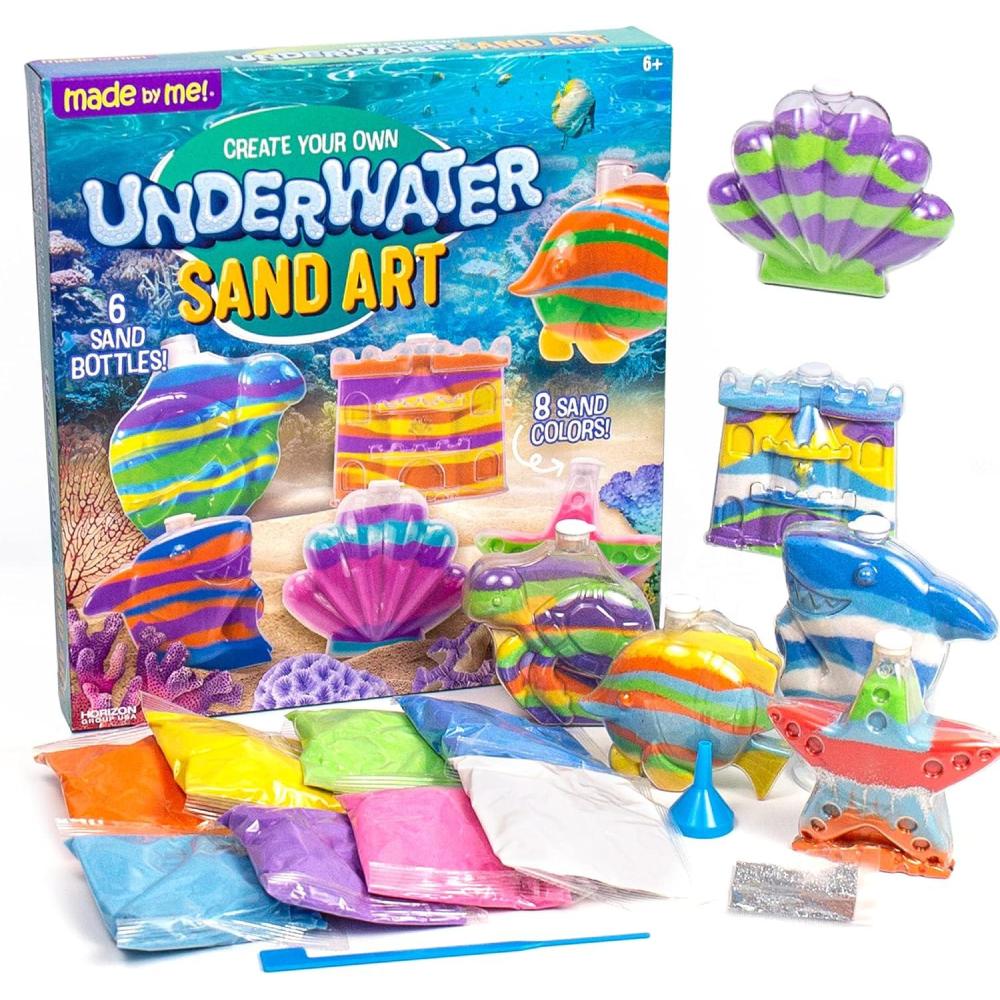 imageMade By Me Create Your Own Underwater Sand Art Includes 6 OceanThemed Bottles 8 Sand Colors Glitter ampamp Funnel Great Staycation or Group Activity Party Idea DIY Sand Art For Kids Ages 6 7 8 9Underwater Sand Art