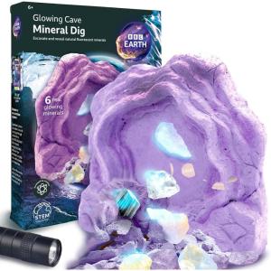 Horizon Group USA Mineral Dig Kit: Excavate 6 Real Gems, Glow in Dark, STEM Kit, Earth Science, Geology, Ages 6+
