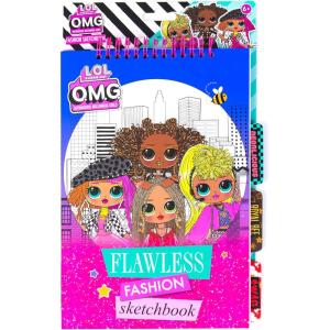 L.O.L. Surprise! O.M.G. Ultimate Fashion Designer by Horizon Group USA, Color & Create Outfits & Make-Up Looks for The O.M.G. Sisters, Includes 2 Sketchbooks, 5 Surprises, Stickers, Stencils & More(Flawless Fashion Sketchbook)