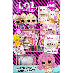 L.O.L. Surprise! O.M.G. Ultimate Fashion Designer by Horizon Group USA, Color & Create Outfits & Make-Up Looks for The O.M.G. Sisters, Includes 2 Sketchbooks, 5 Surprises, Stickers, Stencils & More(Super Sketchbook)