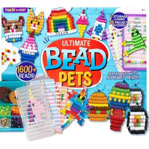 Made By Me Create Your Own Bead Pets by Horizon Group USA, Includes Over 600 Pony Beads, 6 Key Rings, Storage Box & Much More(Ultimate Bead Pets)