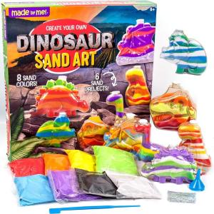 Made By Me Create Your Own Underwater Sand Art, Includes 6 Ocean-Themed Bottles, 8 Sand Colors, Glitter, & Funnel, Great Staycation or Group Activity, Party Idea, DIY Sand Art For Kids Ages 6, 7, 8, 9(Dinosaur Sand Art)