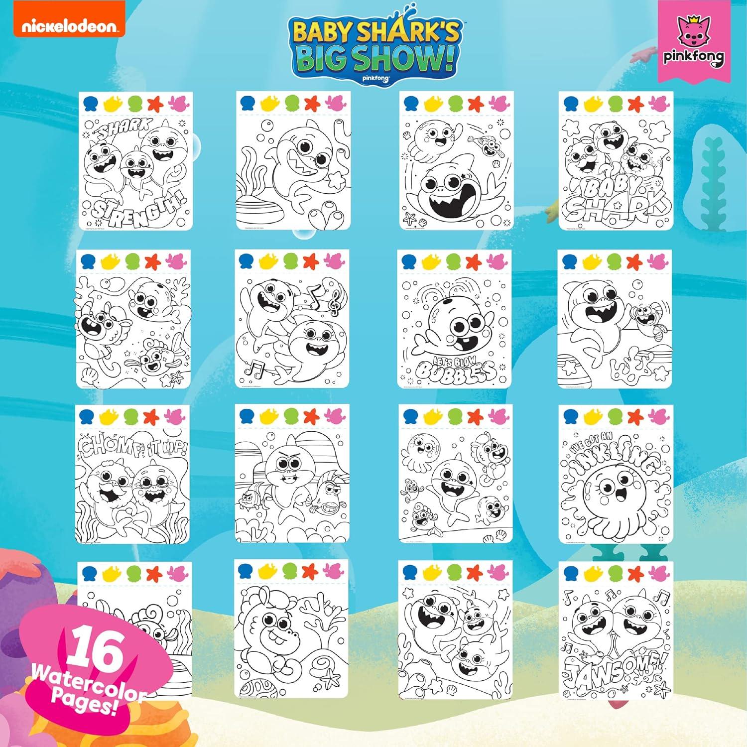 imageHorizon Baby Shark Watercolor Art Pad  Coloring Book ampamp Painting Set  Shark Watercolor Painting Kit  Great Art Set for 3 Year OldsBaby Shark Instant Watercolor