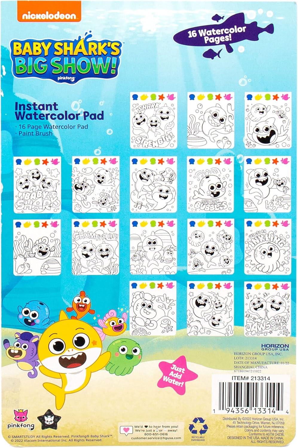 imageHorizon Baby Shark Watercolor Art Pad  Coloring Book ampamp Painting Set  Shark Watercolor Painting Kit  Great Art Set for 3 Year OldsBaby Shark Instant Watercolor