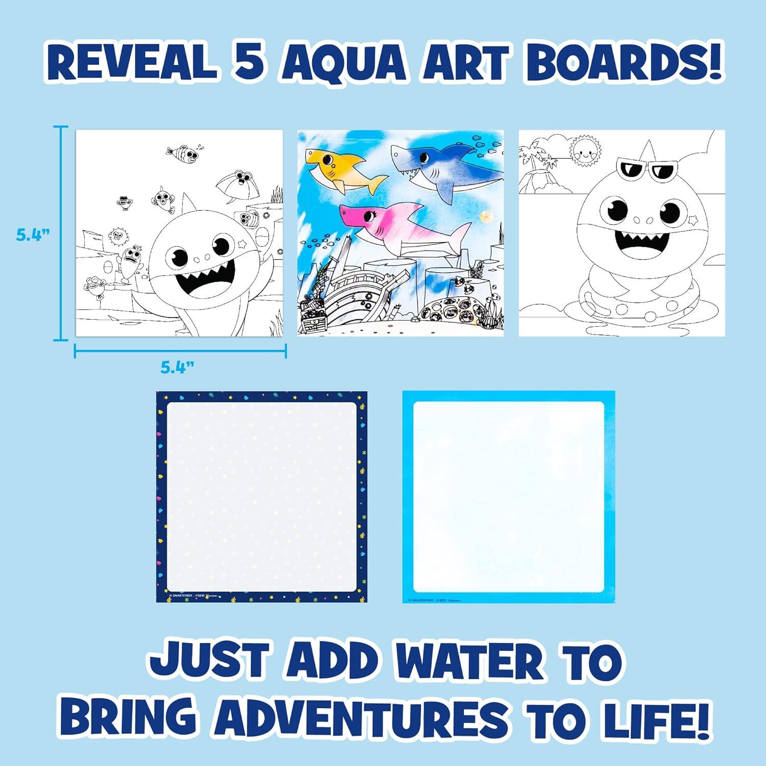 imageHorizon Baby Shark Watercolor Art Pad  Coloring Book ampamp Painting Set  Shark Watercolor Painting Kit  Great Art Set for 3 Year OldsBaby Shark Water Reveal