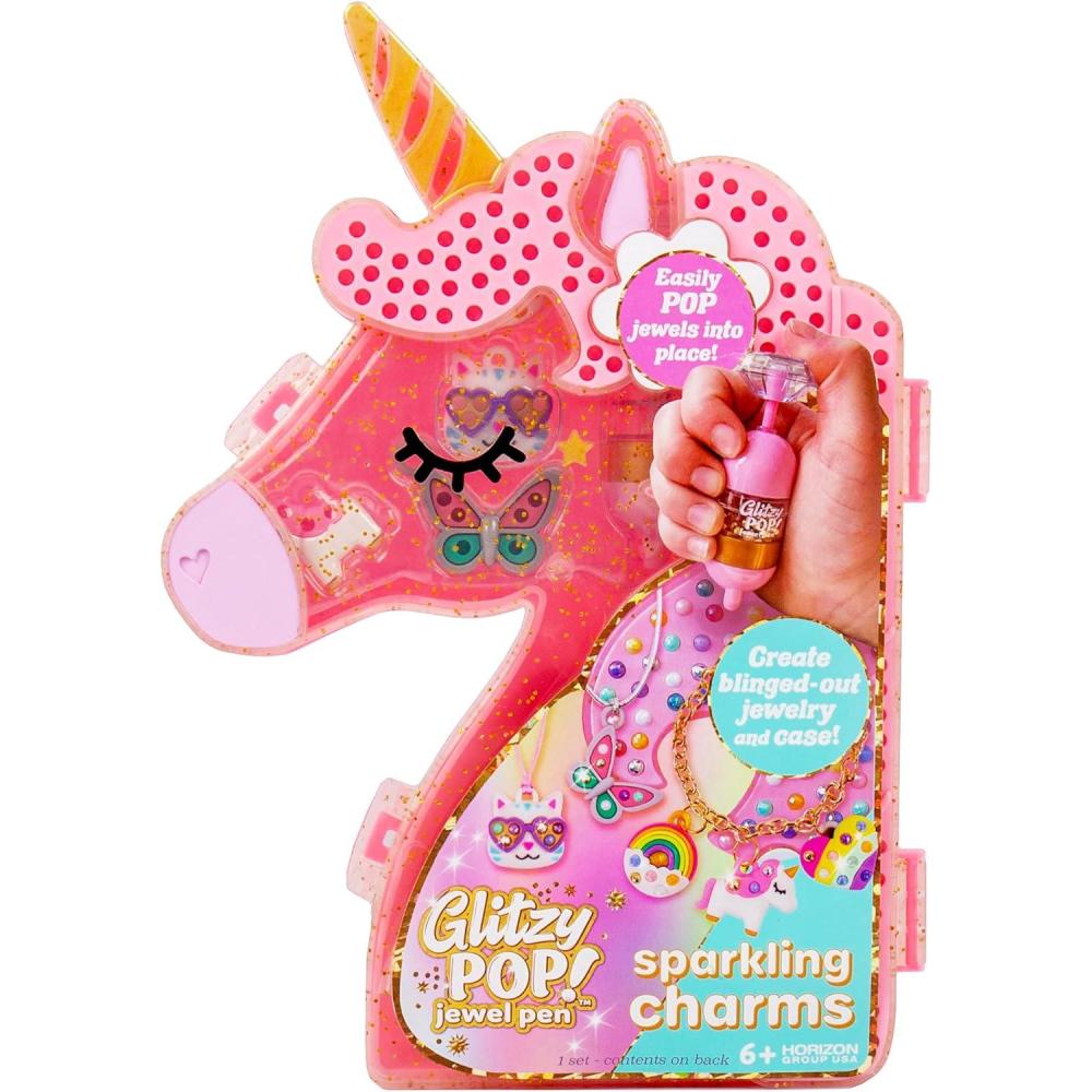 imageJust My Style Glitzy Pop Jewel Pen Sparkling Charm Studio Gem Your Own Accessories Gemming Kit for DIY Jewelry Charms Great Girls Night Activity or Birthday Party for Kids Ages 6 7 8 9Unicorn