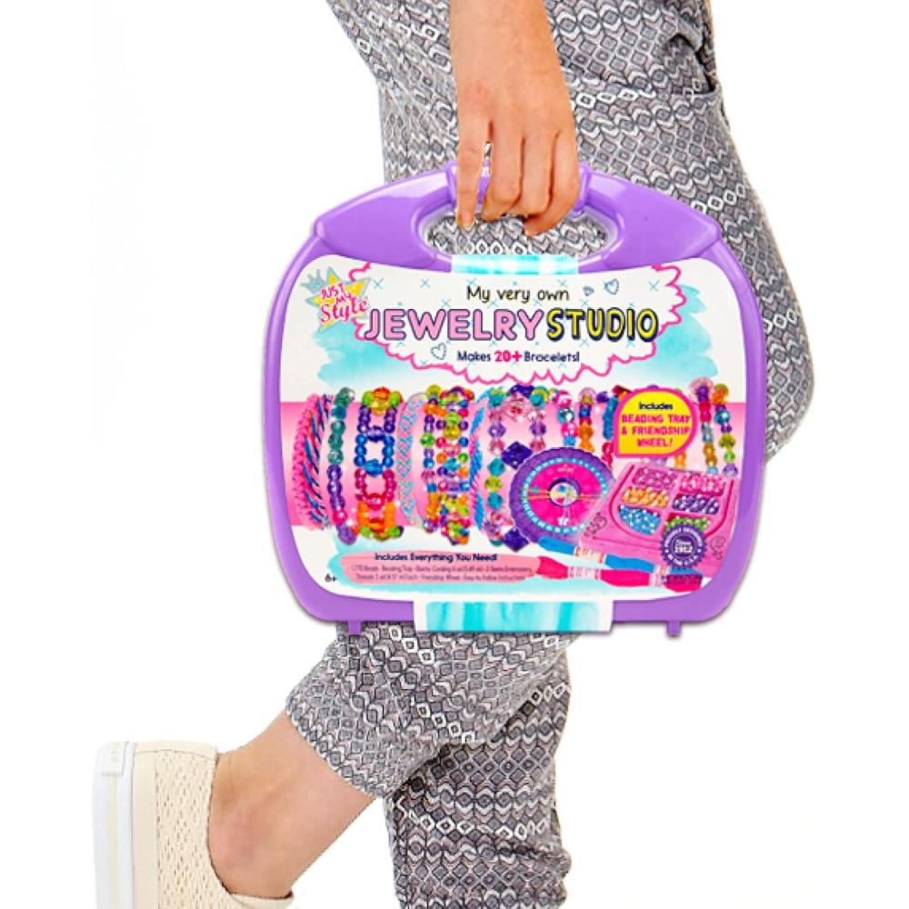 imageJust My Style My Very Own Jewelry Studio Personalized Bracelet Making Kit With 1700 Beads Bead Kit Great for OnTheGo Travel DIY Custom Accessories for Ages 6 7 8 9Jewelry Studio Case