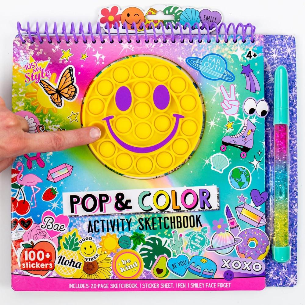 imageJust My Style Pop ampamp Color Sketchbook Creative Fidget Sketchbook and Pen Set Great Weekend Activity Includes Cute Puffy Stickers ampamp Mindfulness Activity Book for Kids Ages 6 7 8 9Pop  Color