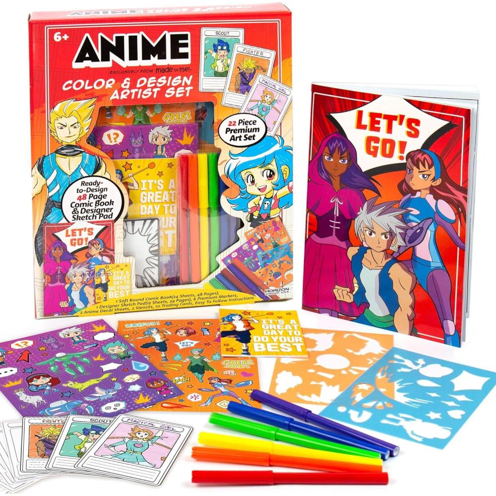 imageMade By Me Anime Artist Pad 28Page Coloring Book Includes Fun Art Supplies ampamp Removable Stickers Inspired by Comic Books Great Gifts for Anime Enthusiasts Coloring Books for Kids Ages 48Anime
