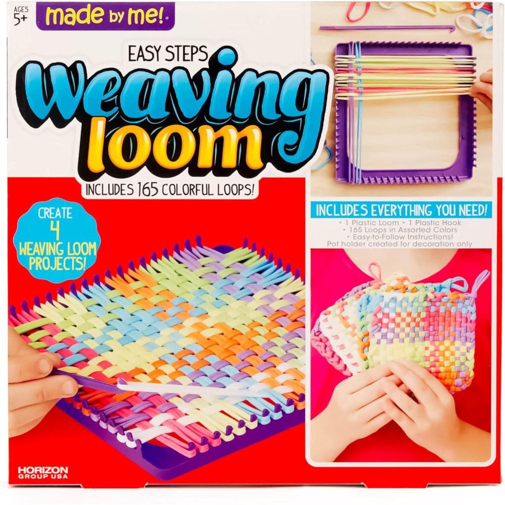 imageMade By Me Craft Loops Refill Includes 210 Weaving Loom Loops in 7 Vibrant Colors Potholders DIY Craft Kit for KidsEasy