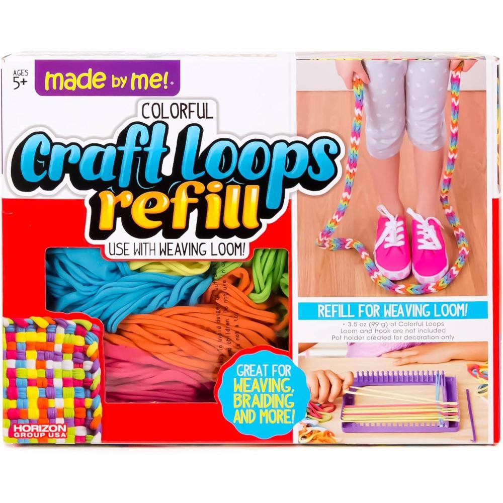 imageMade By Me Craft Loops Refill Includes 210 Weaving Loom Loops in 7 Vibrant Colors Potholders DIY Craft Kit for KidsLoom Refill