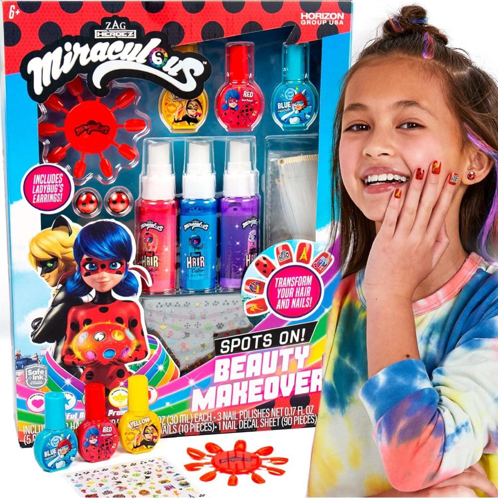 imageMiraculous Spots On Beauty Makeover Beauty Studio for Kids Create Your Own Hair Art ampamp Manicure Kit Great for Girls Sleepover ampamp Birthday Party Fashion Party Ideas Nail Art for Kids Ages 6 7 8 9