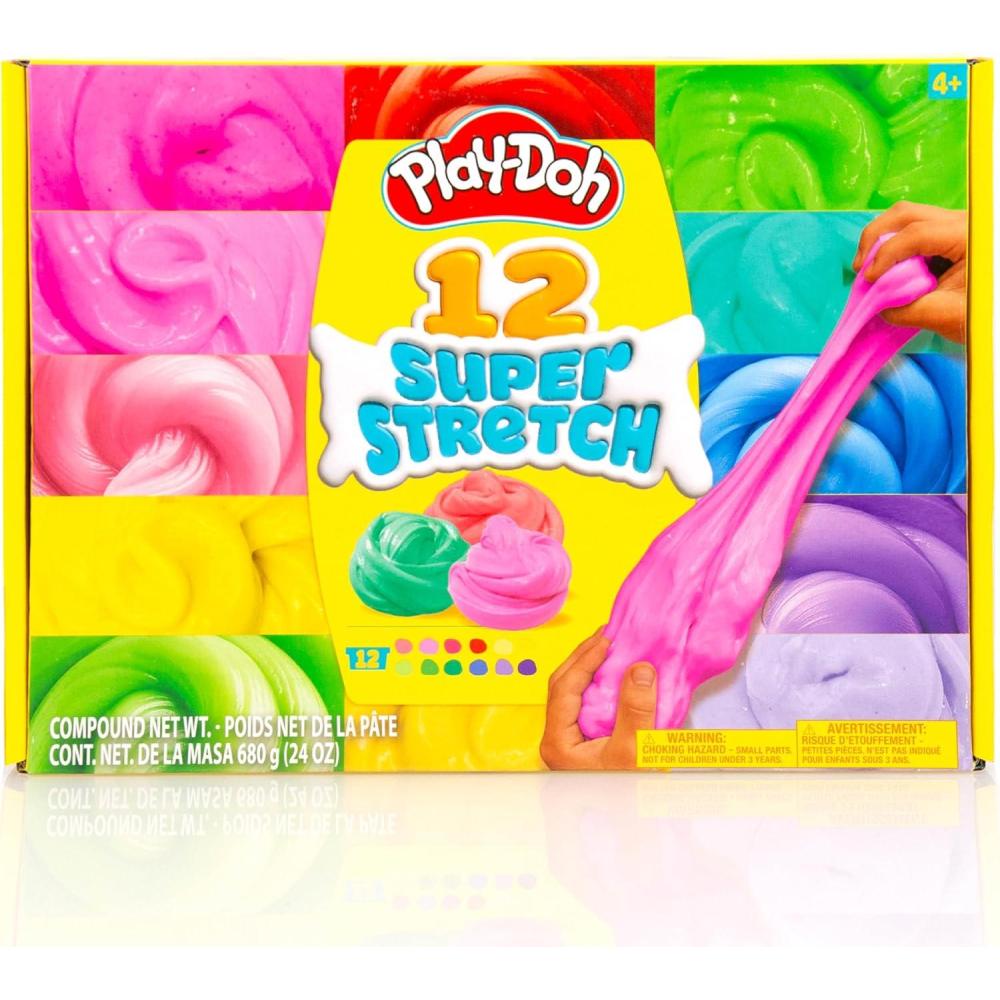 imagePlayDoh Super Stretch 12Pack Playdoh Variety Kit Kids Gifts Popular Toys Party Favors for Ages 812 Bulk Compound Packs12 Super Stretch