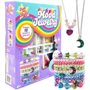 Just My Style Color-Changing Mood Jewelry Making Kit, Bracelet & Necklace Making Kit, Arts & Crafts Kit for Girls & Boys Ages 6-10(Small)