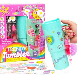 Just My Style DIY Sticker Tumbler, Style & Embellish Your Own BPA Free VSCO Glitter Water Tumbler, Reusable Stickers Included, Great Back To School Gift, Birthday Gift for Girls Ages 6, 7, 8, 9, 10(Trendy Tumbler)