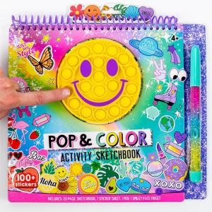 Just My Style Pop & Color Sketchbook, Creative Fidget Sketchbook and Pen Set, Great Weekend Activity, Includes Cute Puffy Stickers & Mindfulness Activity Book for Kids Ages 6, 7, 8, 9(Pop & Color)