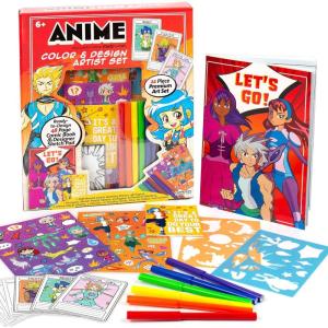 Made By Me Anime Artist Pad, 28-Page Coloring Book, Includes Fun Art Supplies & Removable Stickers Inspired by Comic Books, Great Gifts for Anime Enthusiasts, Coloring Books for Kids Ages 4-8(Anime)