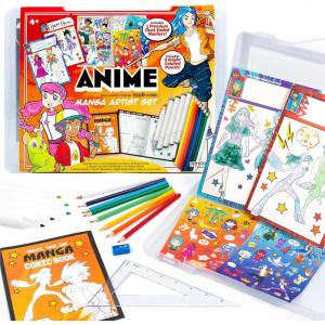 Made By Me Anime Artist Pad, 28-Page Coloring Book, Includes Fun Art Supplies & Removable Stickers Inspired by Comic Books, Great Gifts for Anime Enthusiasts, Coloring Books for Kids Ages 4-8(Manga)