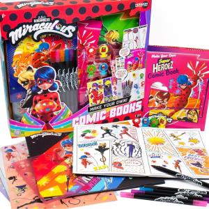 Miraculous Make Your Own Comic Book – Create 2 Comic Books Ladybug, Cat Noir, Tikki & More – Creative Toys for Kids Ages 6 & Up – DIY Comic Book Kit Kids