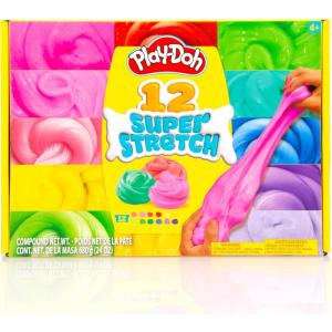 Play-Doh Super Stretch 12-Pack Playdoh Variety Kit, Kids Gifts, Popular Toys, Party Favors for Ages 8-12, Bulk Compound Packs(12 Super Stretch)