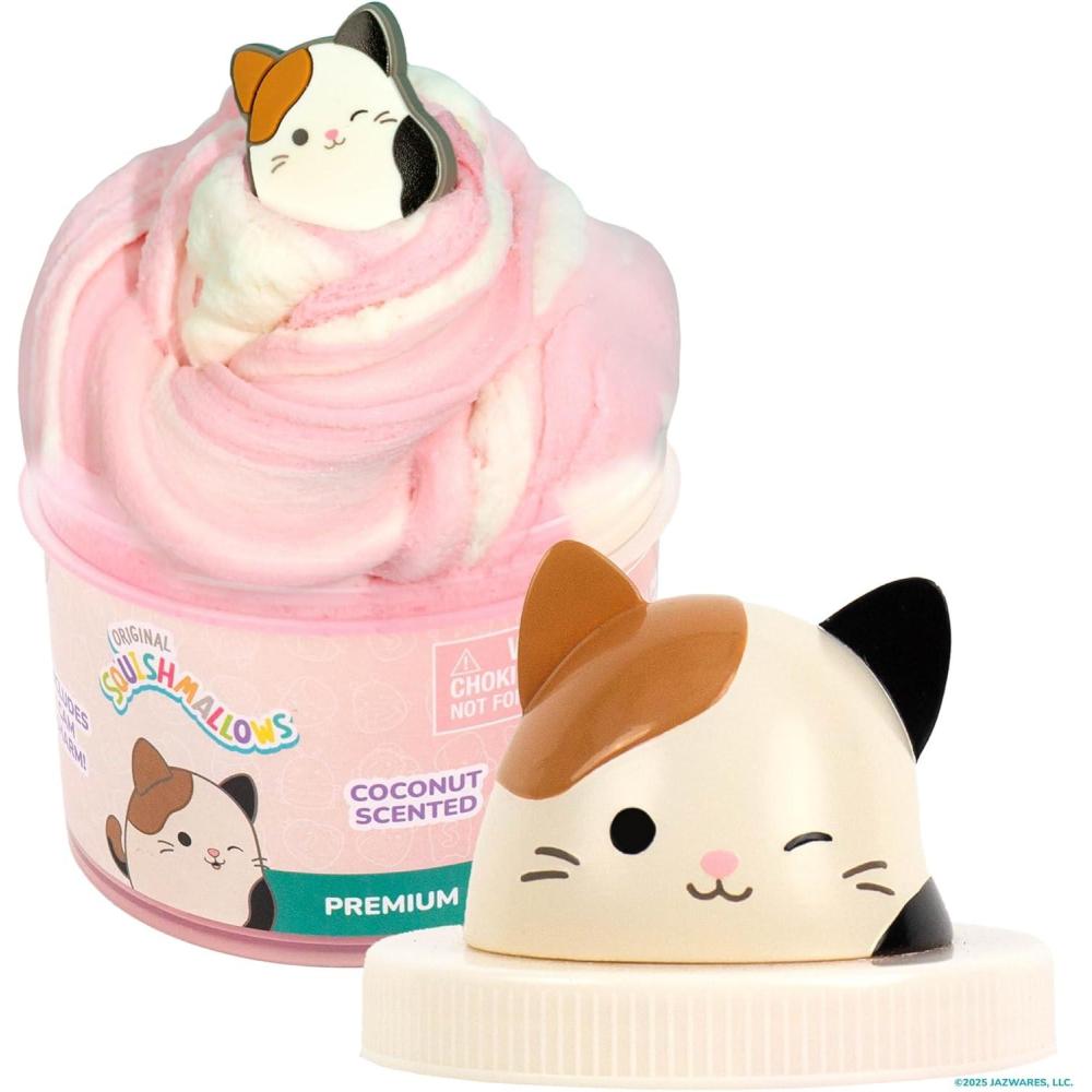 imageOriginal Squishmallows Ashely The Apple Premium Cloud Slime Green AppleScented 8 oz Storage Container with Figurine Topper Rubber Charm Goodie Bags Stuffers Kids Party Favors Sensory ToysCat  Coconut