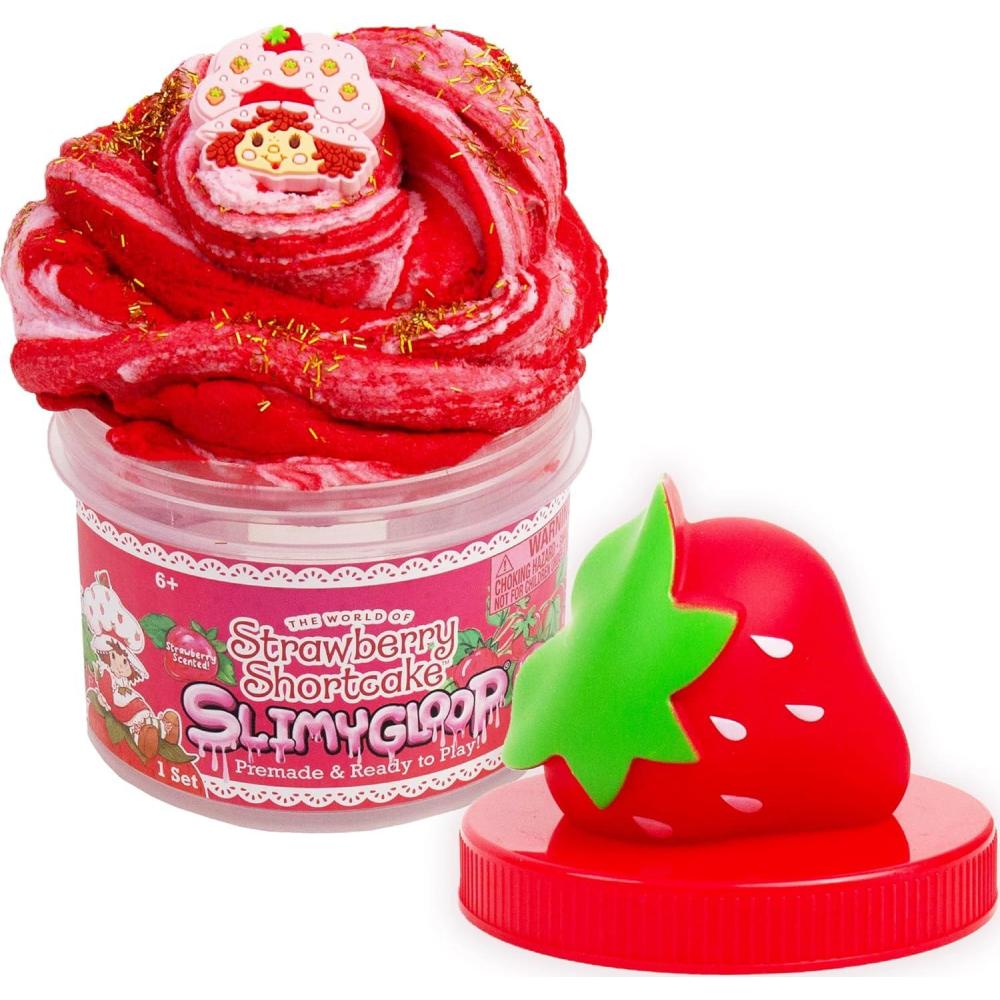 imageRainbow Brite Scented Cloud Slime VanillaScented Collectible Charm White Iridescent Tinsel ampamp Reusable Container with Topper Cute Stuff for Kids Colorful Fidget Toys Goody Bags StuffersStrawberry Shortcake