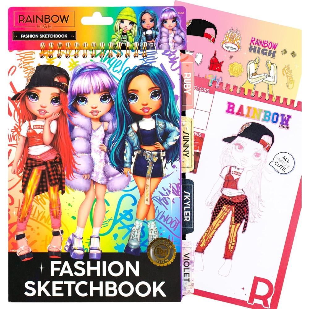 imageRainbow High Scratch n Style Fashion Sketchbook by Horizon Group USA Scratch Art Coloring Book Includes Stencils Crayons Scratch Art Stickers ampamp MoreMulti210933Fashion Sketchbook