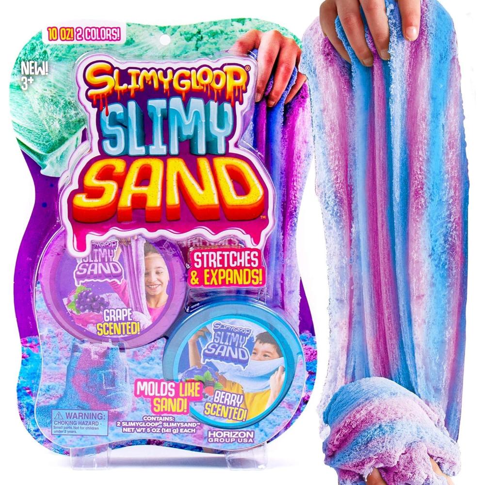 imageSLIMYSAND Twist  TealPink Scented Stretchy Cloud Slime Cotton Candy ampamp Watermelon Stretchable Moldable Play Sand 10ozGreat for Tactile FunBluePurple