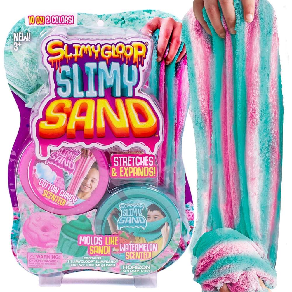 imageSLIMYSAND Twist  TealPink Scented Stretchy Cloud Slime Cotton Candy ampamp Watermelon Stretchable Moldable Play Sand 10ozGreat for Tactile FunTealPink