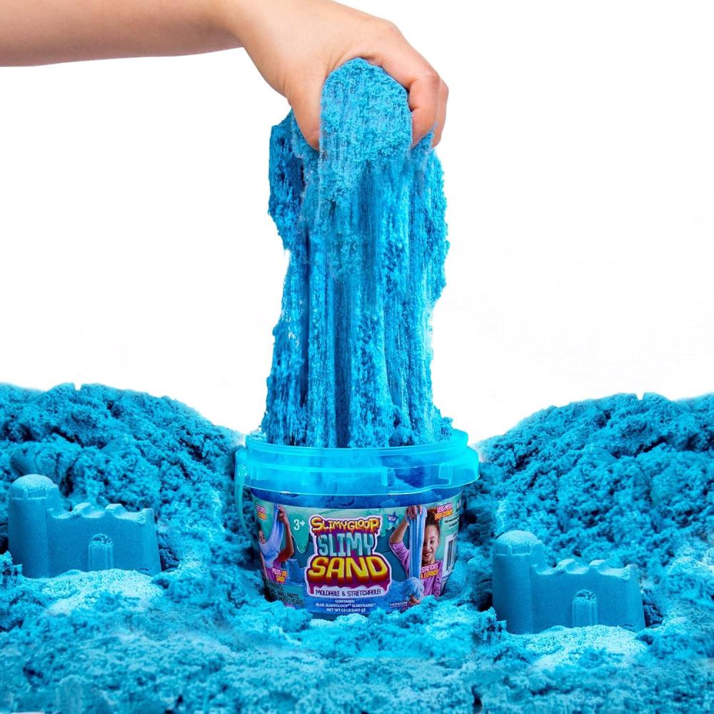 imageSLIMYSAND by Horizon Group USA 15 lbs of Berry Scented Moldable Stretchable Expandable Cloud Slime Blue ampamp Purple Marbled Slimy Play Sand in Reusable Bucket Non Stick Sensory ActivityLight Blue