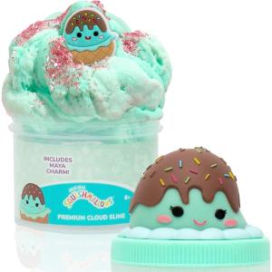 Original Squishmallows Ashely The Apple Premium Cloud Slime, Green Apple-Scented, 8 oz., Storage Container with Figurine Topper, Rubber Charm, Goodie Bags Stuffers, Kids Party Favors, Sensory Toys(Maya- Chocolate)