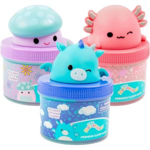 Original Squishmallows Ashely The Apple Premium Cloud Slime, Green Apple-Scented, 8 oz., Storage Container with Figurine Topper, Rubber Charm, Goodie Bags Stuffers, Kids Party Favors, Sensory Toys(3 Pack)