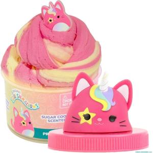 Original Squishmallows Ashely The Apple Premium Cloud Slime, Green Apple-Scented, 8 oz., Storage Container with Figurine Topper, Rubber Charm, Goodie Bags Stuffers, Kids Party Favors, Sensory Toys(Caticorn – Sugar Cookie)
