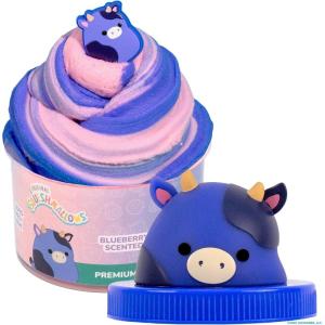 Original Squishmallows Ashely The Apple Premium Cloud Slime, Green Apple-Scented, 8 oz., Storage Container with Figurine Topper, Rubber Charm, Goodie Bags Stuffers, Kids Party Favors, Sensory Toys(Cow – Blueberry)