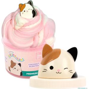 Original Squishmallows Ashely The Apple Premium Cloud Slime, Green Apple-Scented, 8 oz., Storage Container with Figurine Topper, Rubber Charm, Goodie Bags Stuffers, Kids Party Favors, Sensory Toys(Cat – Coconut)