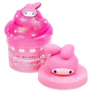 Rainbow Brite Scented Cloud Slime, Vanilla-Scented, Collectible Charm, White Iridescent Tinsel, & Reusable Container with Topper, Cute Stuff for Kids, Colorful Fidget Toys, Goody Bags Stuffers(My Melody – Bubblegum)