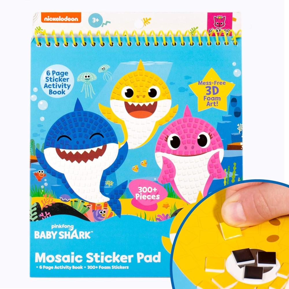 imageBaby Shark 3D Mosaic Stickers by Horizon Group USA Decorate Activity Book With Over 300 Foam Stickers Create Your Own 3D Art Arts and Crafts3D Mosaic Stickers