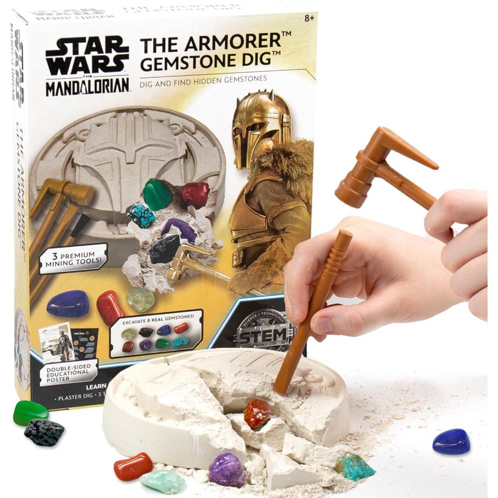 imageSTAR WARS The Armorer Gemstone Dig Reveal 8 Real Gemstones Inside The Armorers Helmet Including Amethyst Quartz Red Agate Star Wars Toys Science Kits for Kids Age 812 Excavation Toys