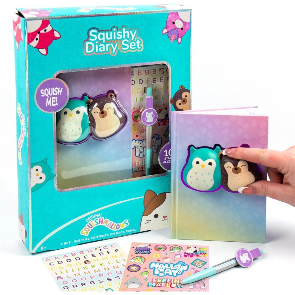 imageSquishmallows Original Squishy Diary Set Includes 5 x 7 Diary 60 Sheets Kawaii Stickers Pen Fun Journaling Kit ampamp Sketchbook for Kids School Supplies Journal for Girls