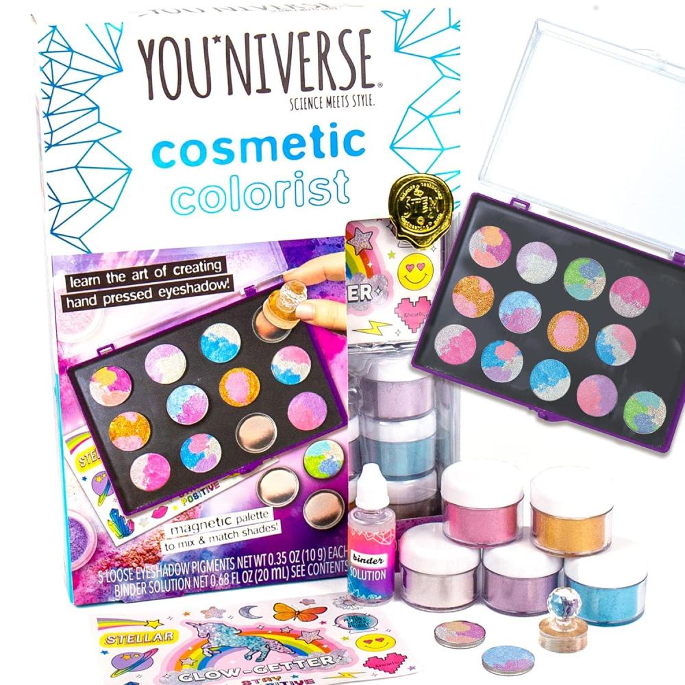 imageYouNiverse Cosmetic Colorist by Horizon Group USA Create 15 Hand Pressed Eyeshadows STEAM Kit Includes Magnetic Palette Colorful Pigments Tamper Tool ampamp More MultiCosmetic Colorist